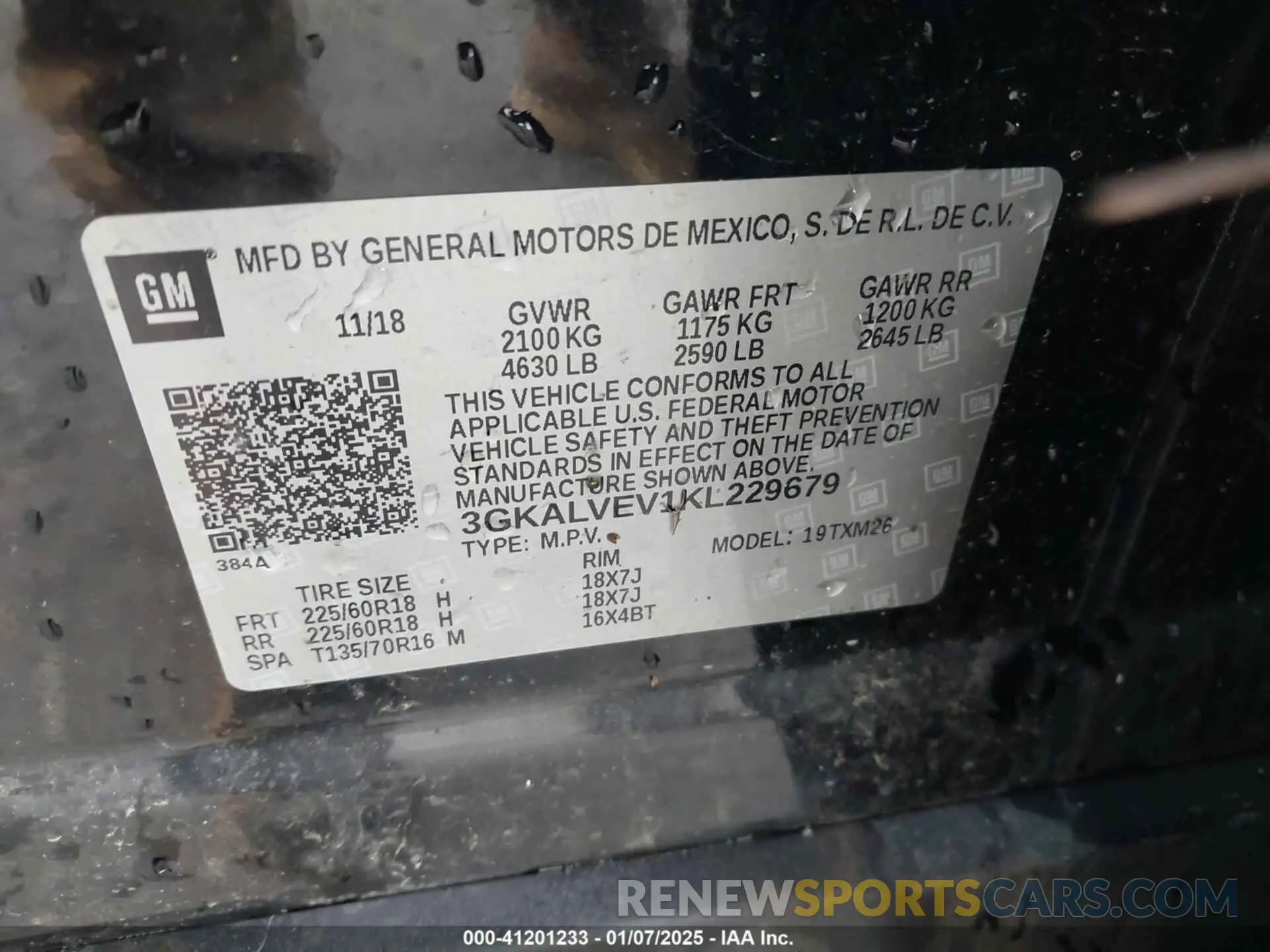 9 Photograph of a damaged car 3GKALVEV1KL229679 GMC TERRAIN 2019