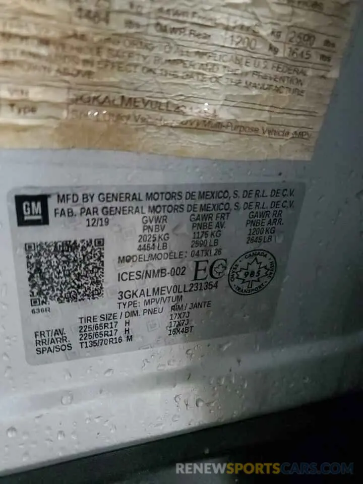 13 Photograph of a damaged car 3GKALMEV0LL231354 GMC TERRAIN 2020