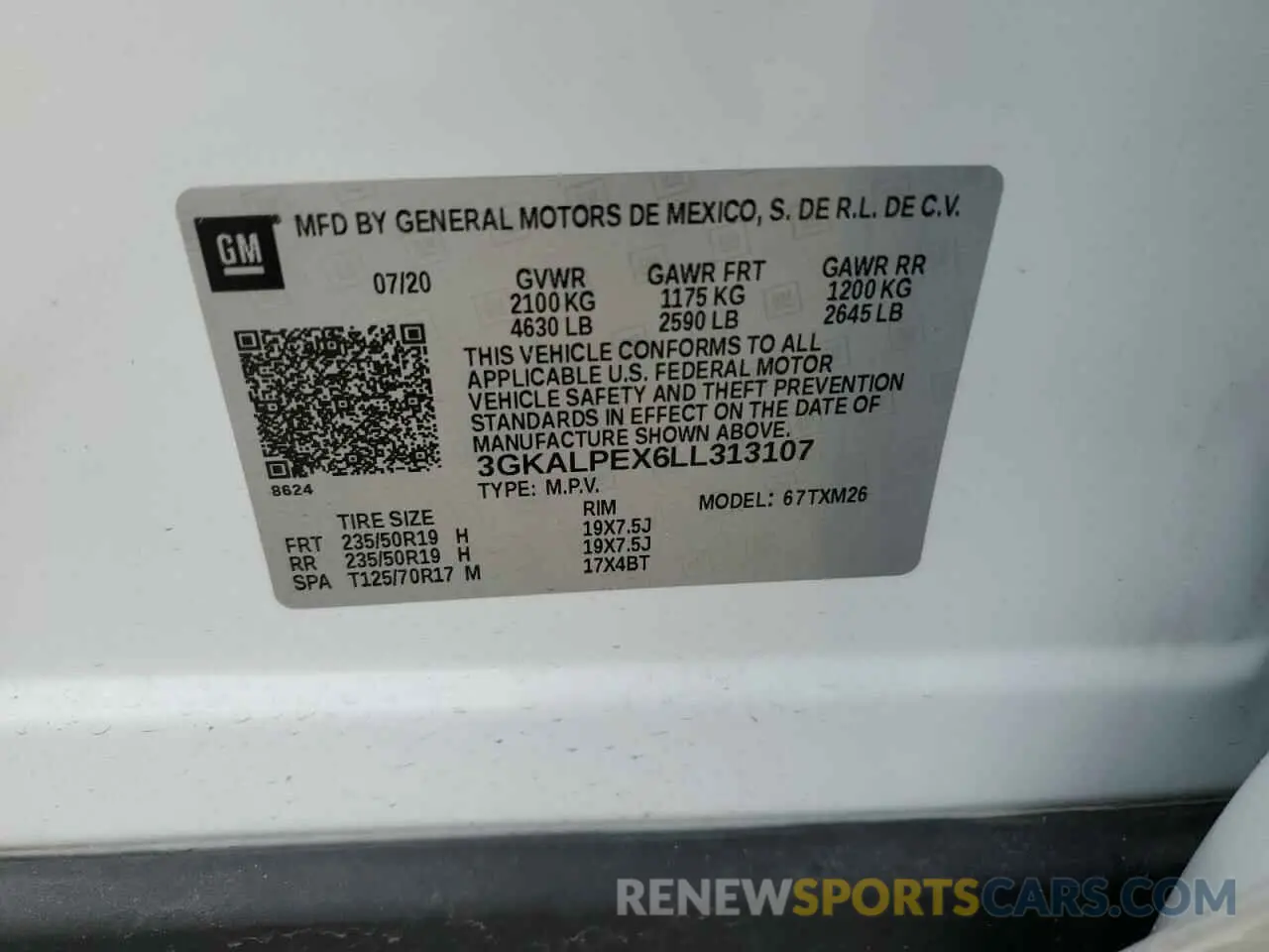 15 Photograph of a damaged car 3GKALPEX6LL313107 GMC TERRAIN 2020