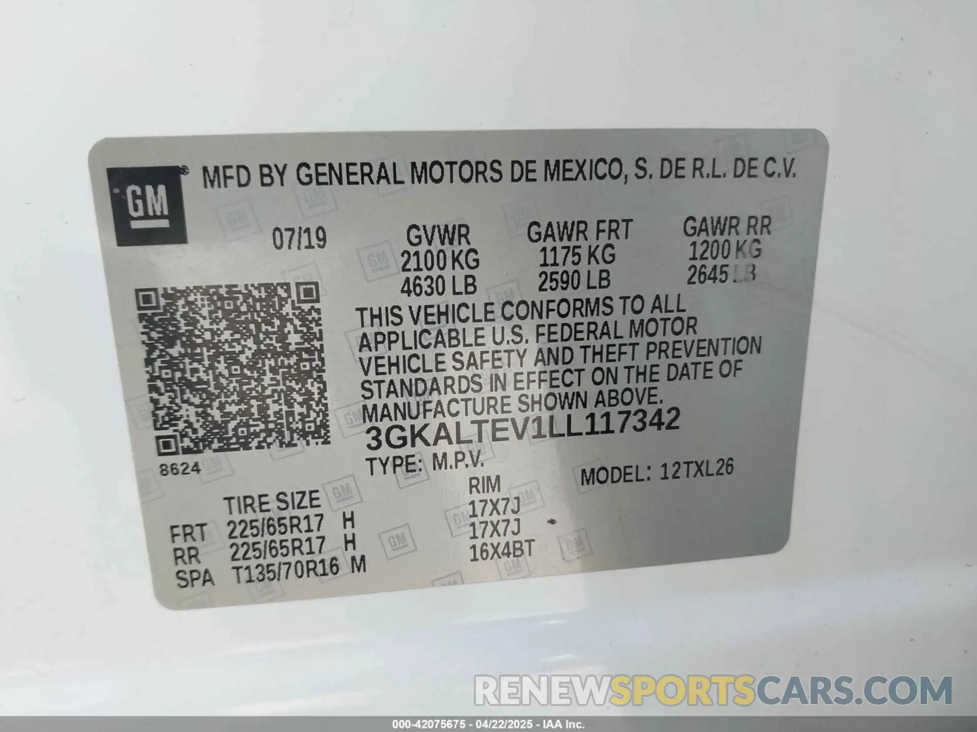 9 Photograph of a damaged car 3GKALTEV1LL117342 GMC TERRAIN 2020
