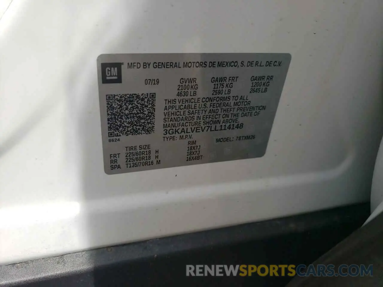 14 Photograph of a damaged car 3GKALVEV7LL114148 GMC TERRAIN 2020