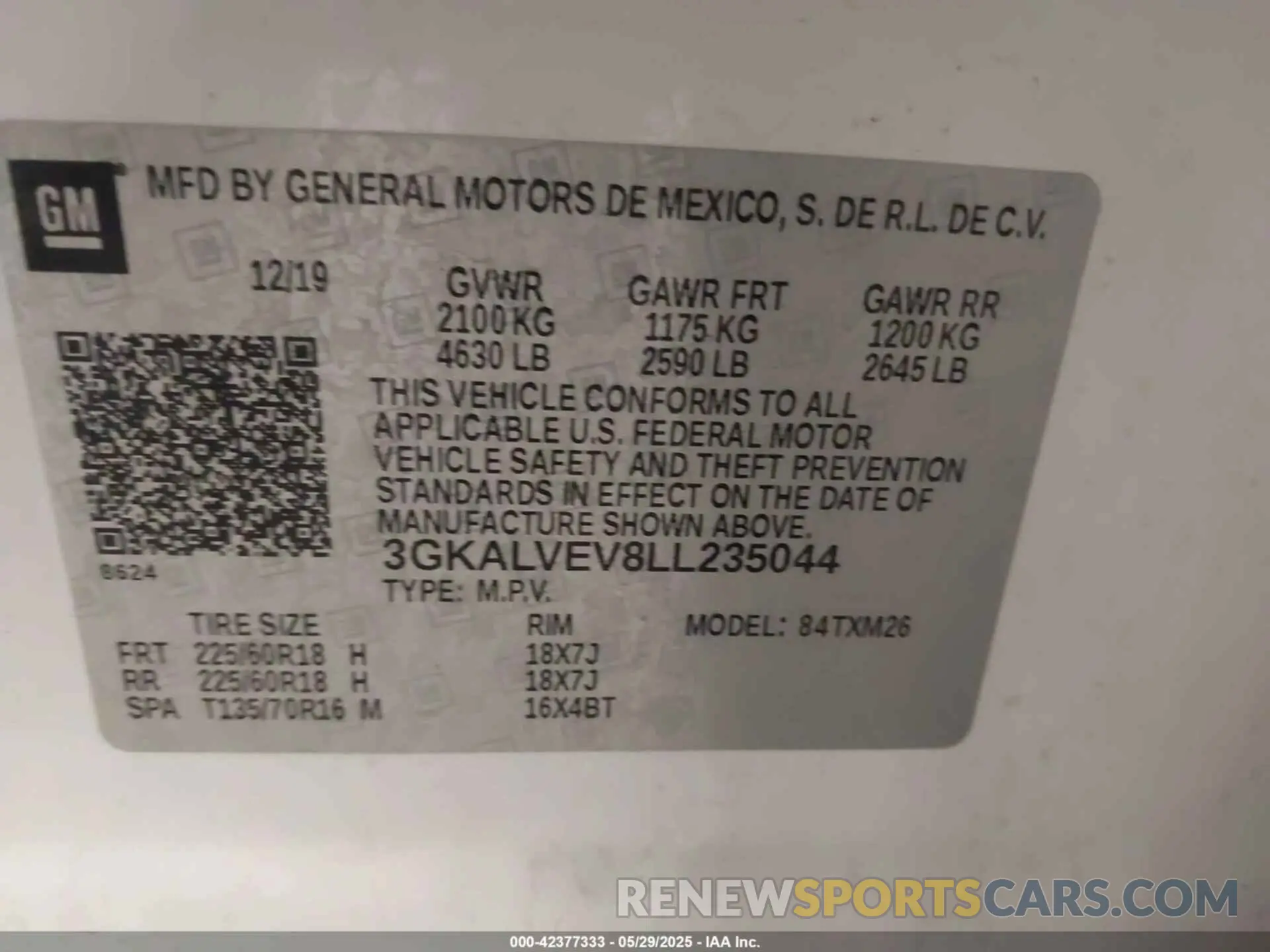 9 Photograph of a damaged car 3GKALVEV8LL235044 GMC TERRAIN 2020