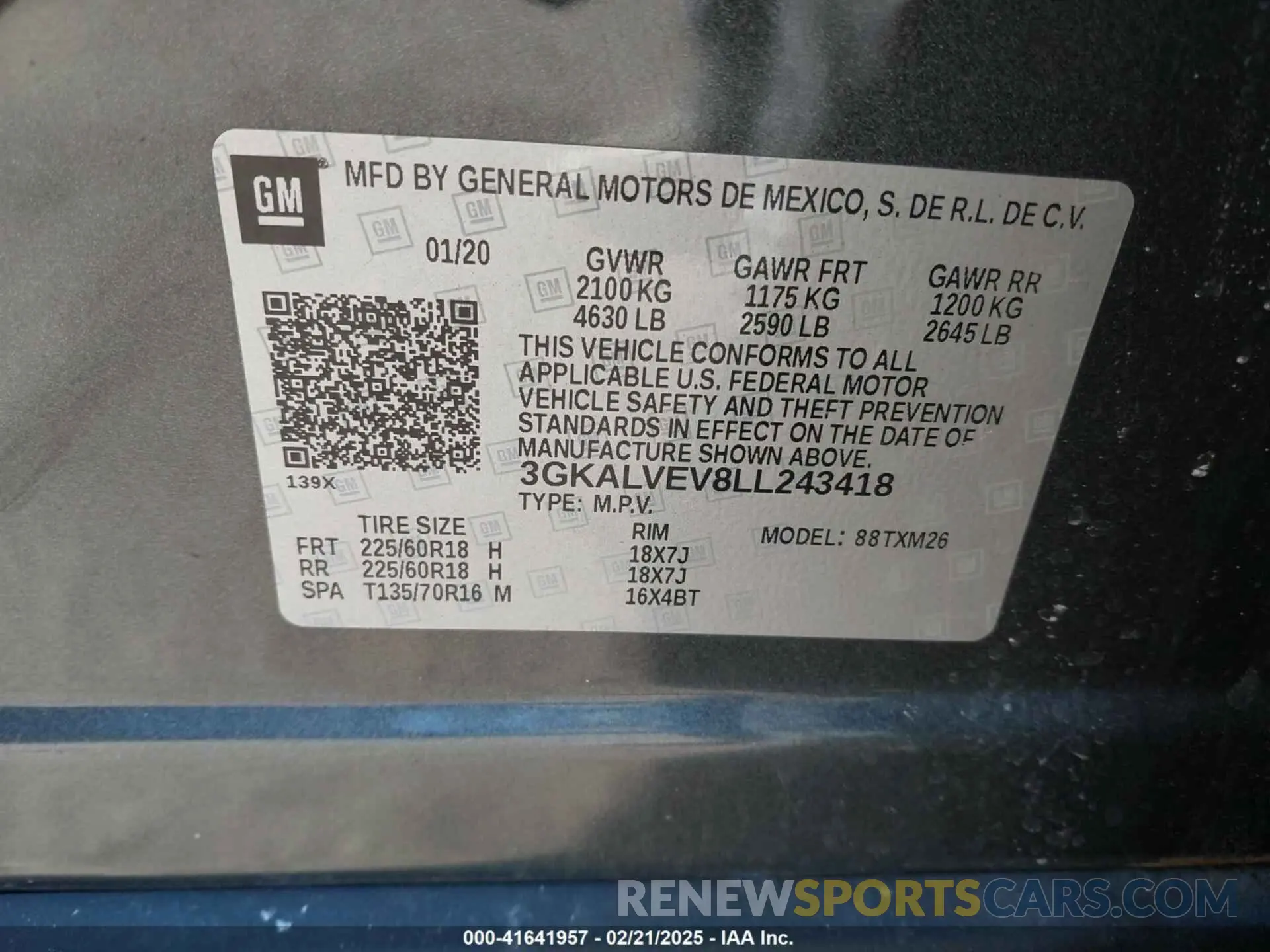 9 Photograph of a damaged car 3GKALVEV8LL243418 GMC TERRAIN 2020