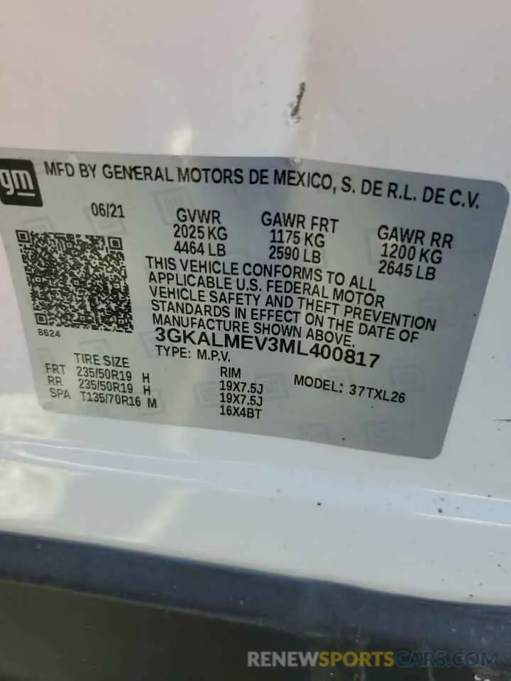 13 Photograph of a damaged car 3GKALMEV3ML400817 GMC TERRAIN 2021
