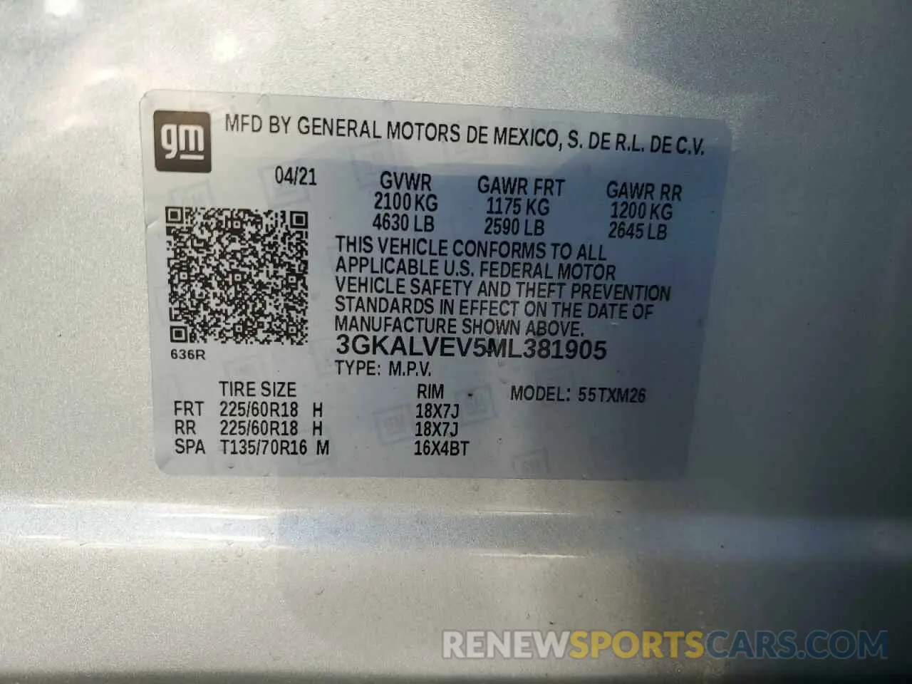 14 Photograph of a damaged car 3GKALVEV5ML381905 GMC TERRAIN 2021
