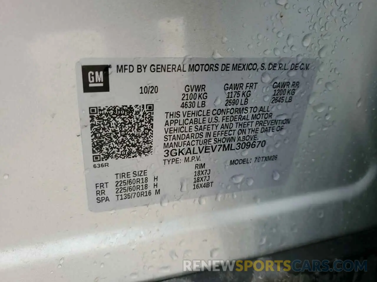 14 Photograph of a damaged car 3GKALVEV7ML309670 GMC TERRAIN 2021