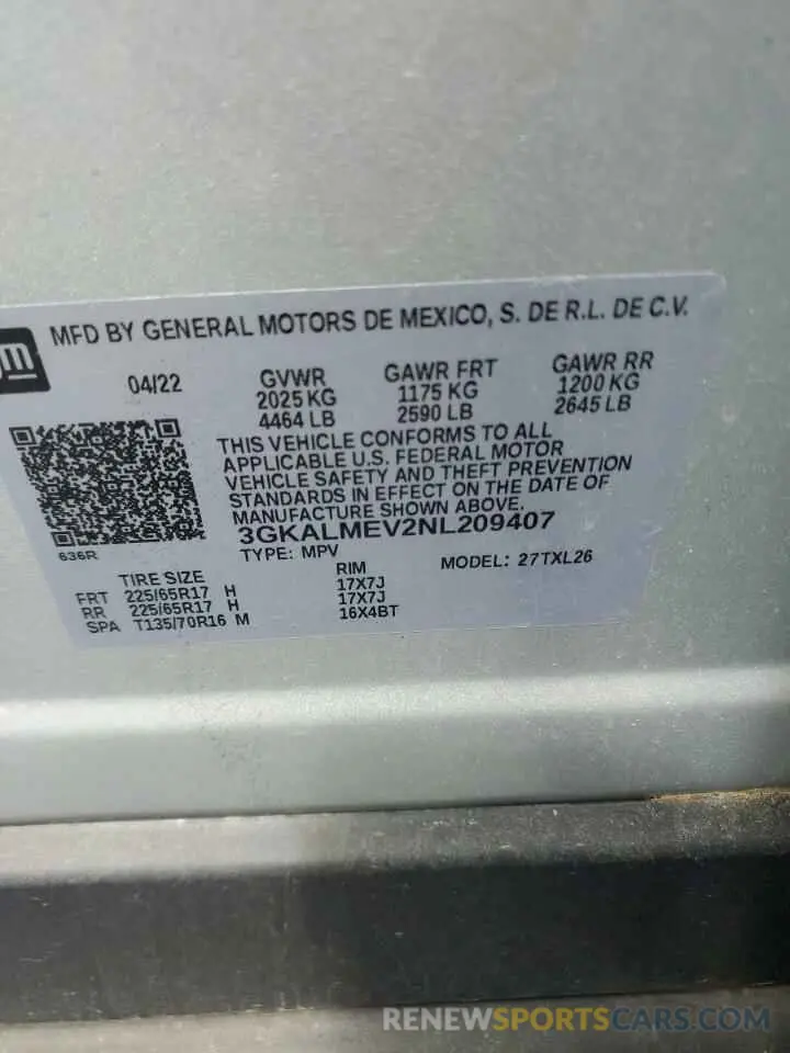13 Photograph of a damaged car 3GKALMEV2NL209407 GMC TERRAIN 2022