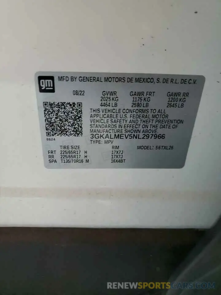 12 Фотография поврежденного автомобиля 3GKALMEV5NL297966 GMC TERRAIN 2022