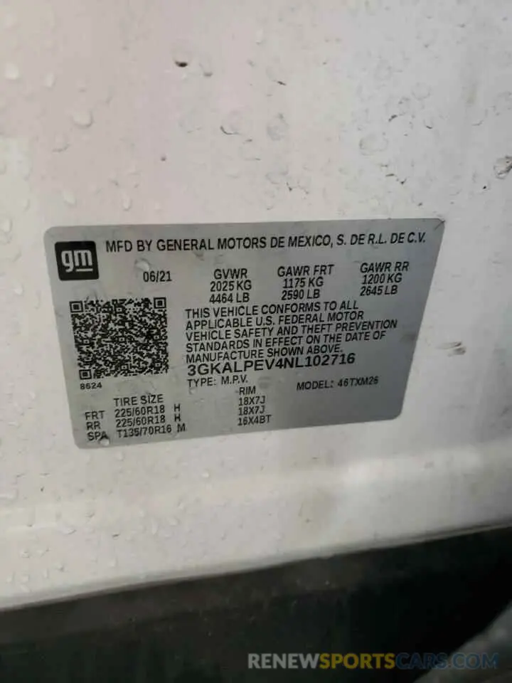 16 Photograph of a damaged car 3GKALPEV4NL102716 GMC TERRAIN 2022