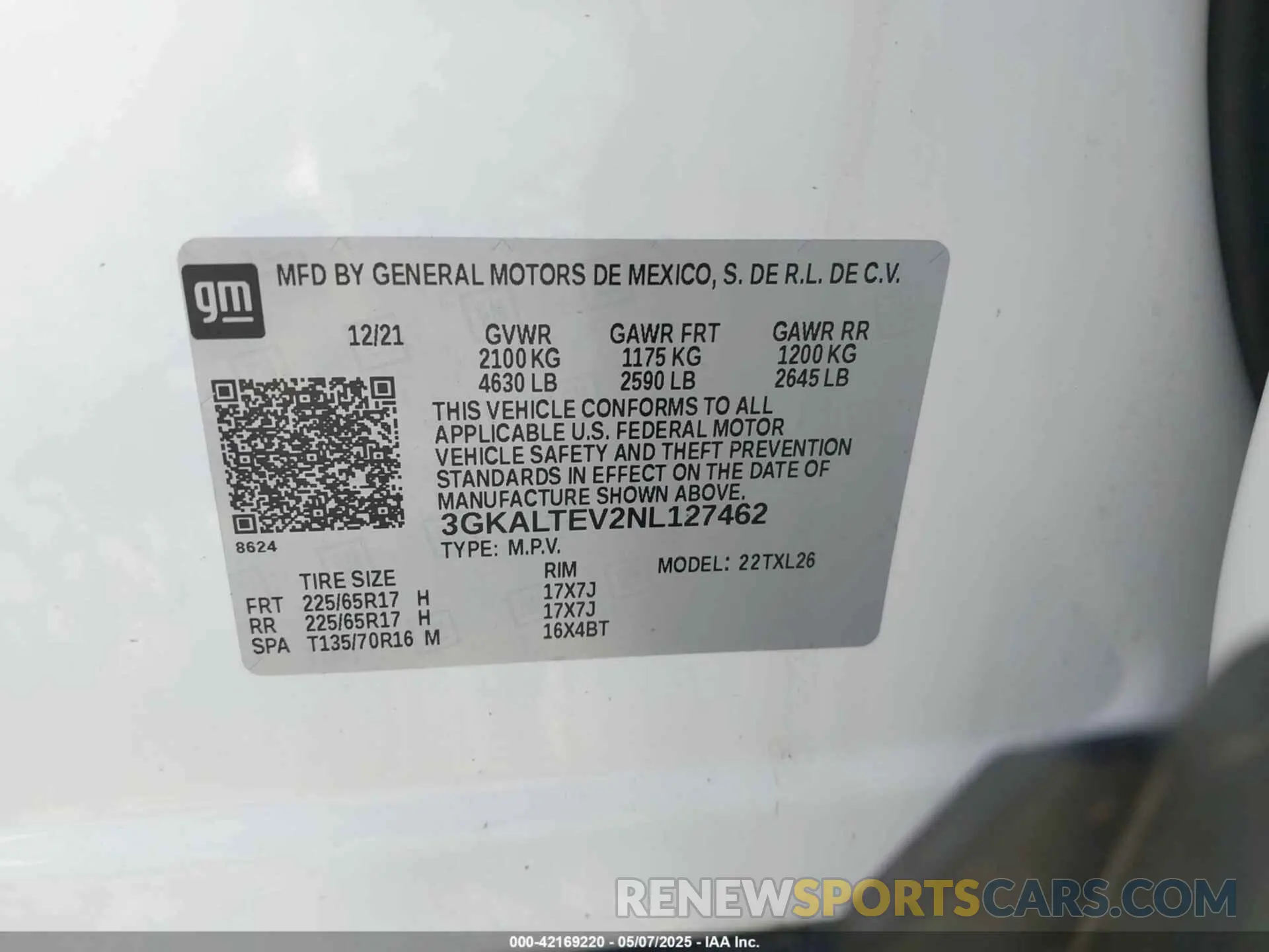 9 Photograph of a damaged car 3GKALTEV2NL127462 GMC TERRAIN 2022