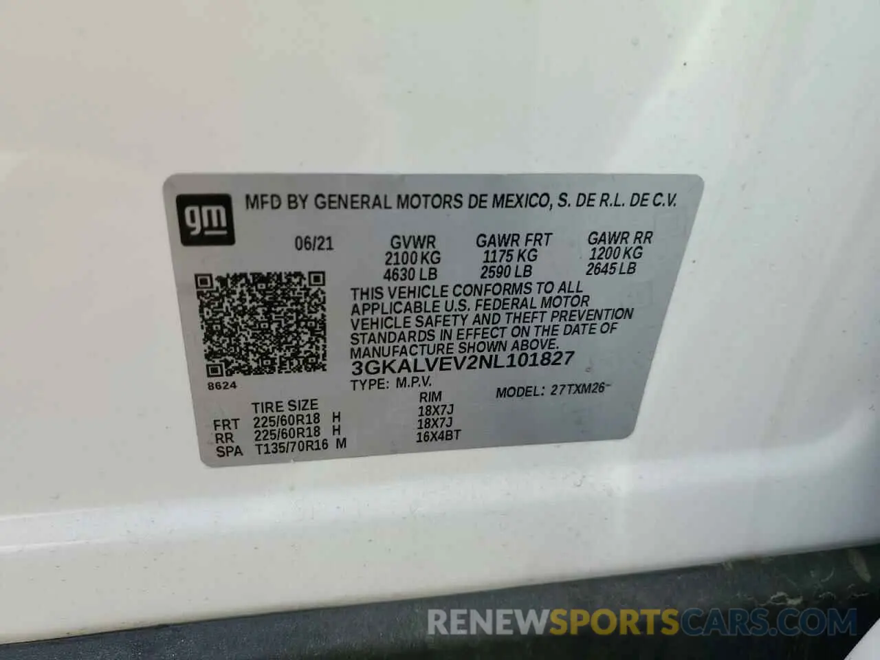 13 Photograph of a damaged car 3GKALVEV2NL101827 GMC TERRAIN 2022