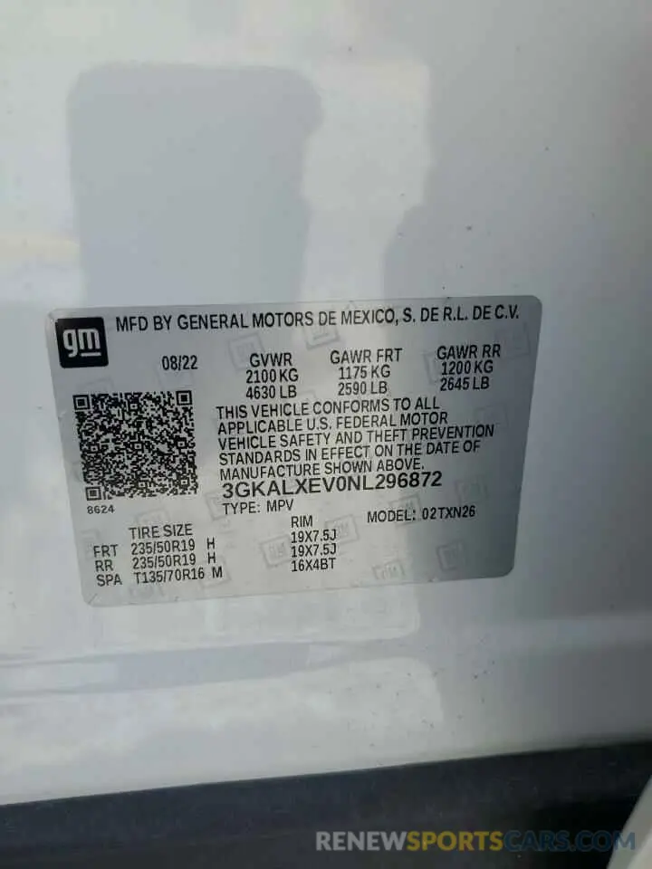 13 Photograph of a damaged car 3GKALXEV0NL296872 GMC TERRAIN 2022