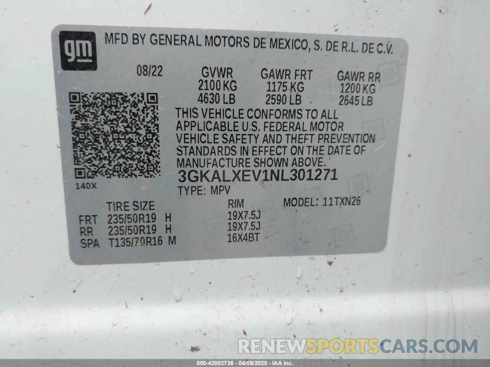 9 Photograph of a damaged car 3GKALXEV1NL301271 GMC TERRAIN 2022