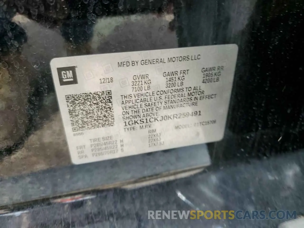 15 Photograph of a damaged car 1GKS1CKJ0KR259491 GMC YUKON 2019