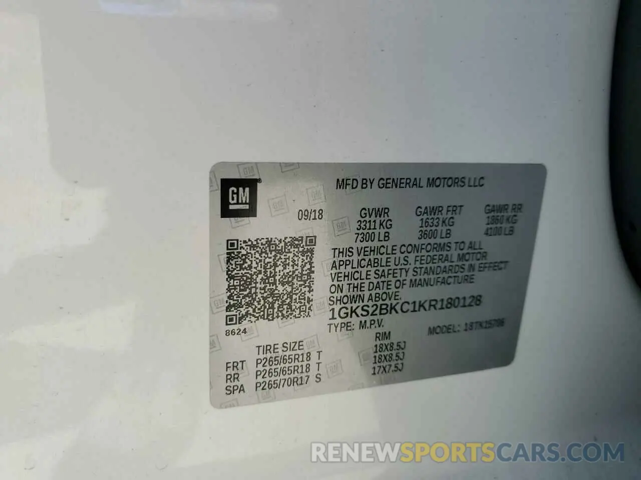15 Фотография поврежденного автомобиля 1GKS2BKC1KR180128 GMC YUKON 2019