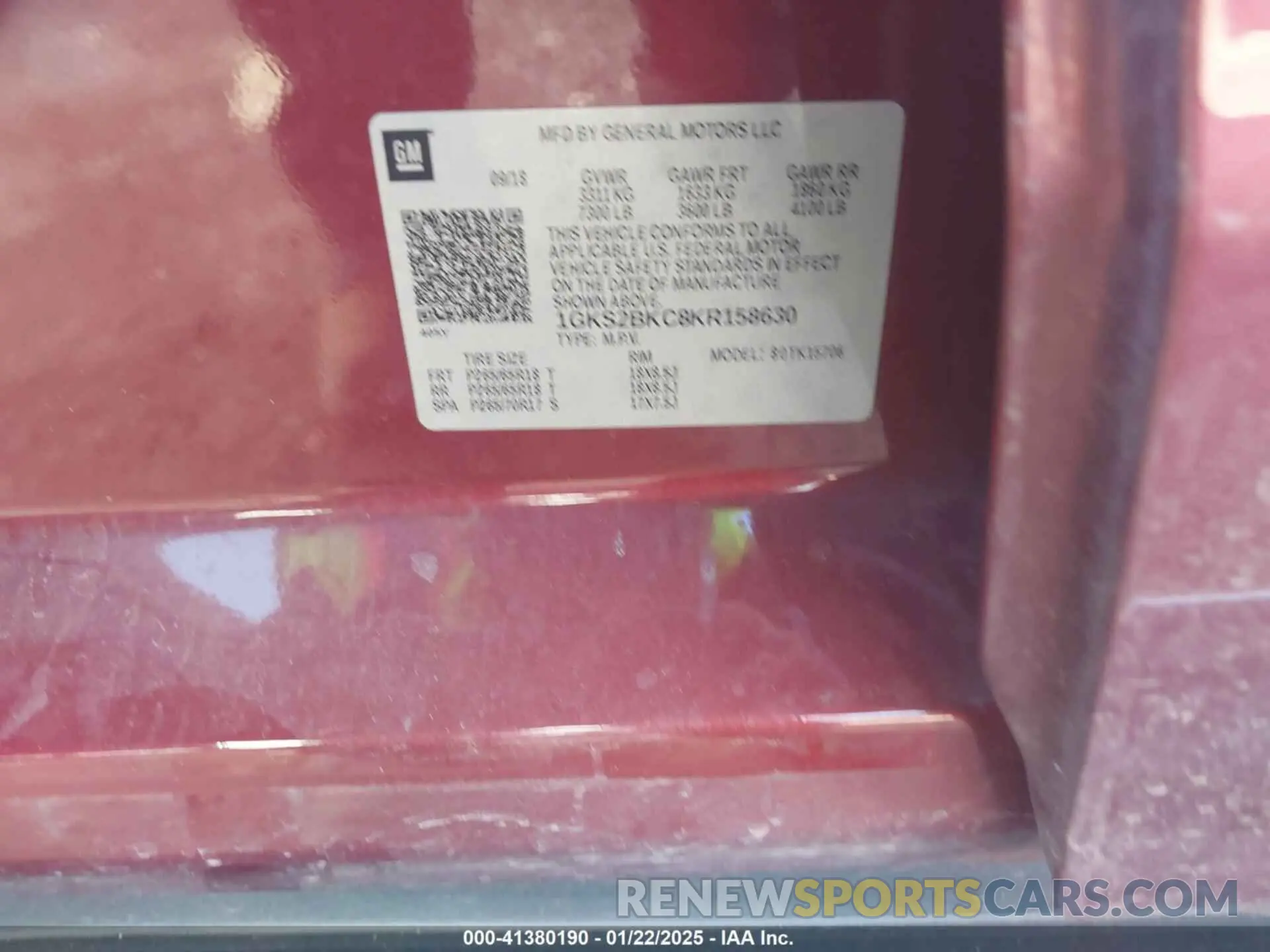 9 Photograph of a damaged car 1GKS2BKC8KR158630 GMC YUKON 2019