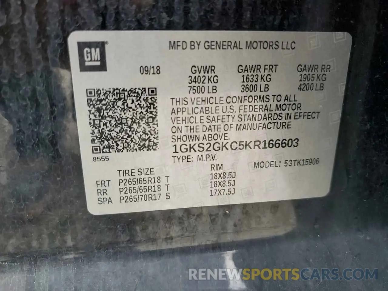 13 Фотография поврежденного автомобиля 1GKS2GKC5KR166603 GMC YUKON 2019