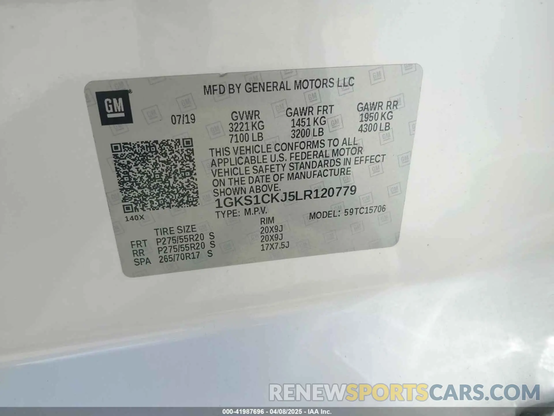 9 Фотография поврежденного автомобиля 1GKS1CKJ5LR120779 GMC YUKON 2020