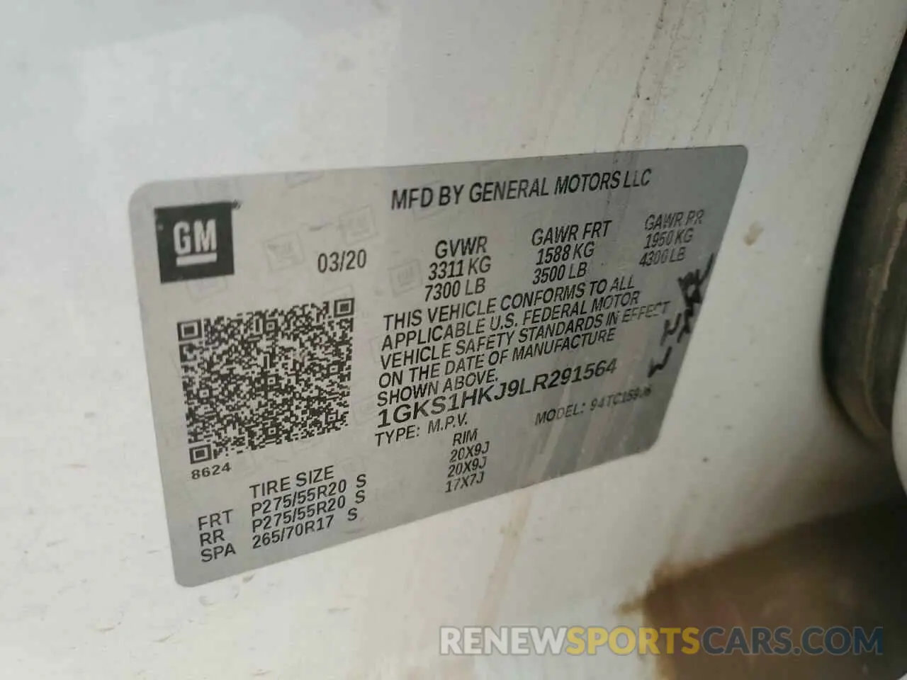 13 Фотография поврежденного автомобиля 1GKS1HKJ9LR291564 GMC YUKON 2020