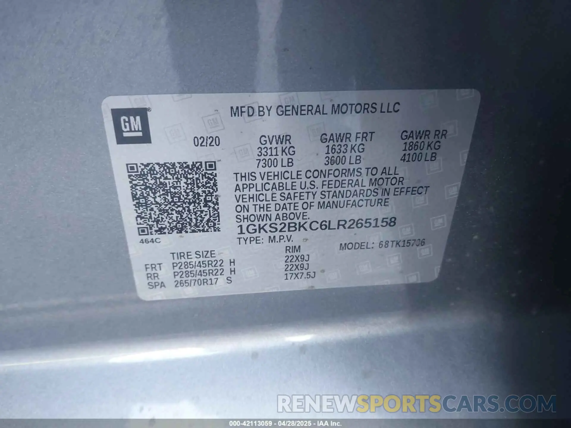9 Фотография поврежденного автомобиля 1GKS2BKC6LR265158 GMC YUKON 2020