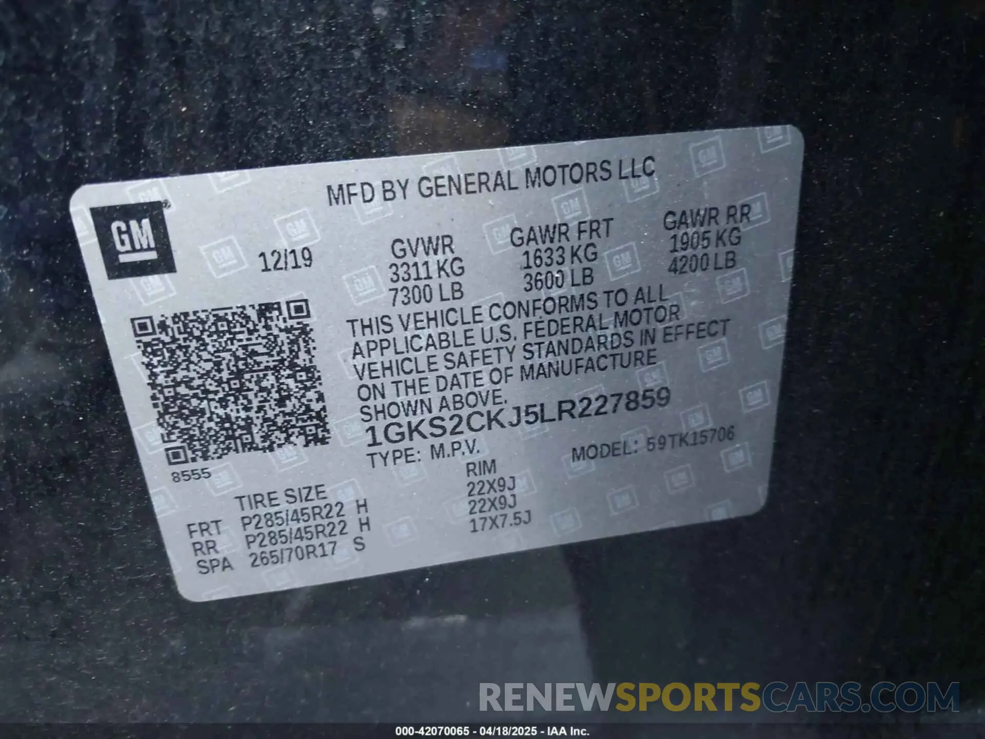 9 Фотография поврежденного автомобиля 1GKS2CKJ5LR227859 GMC YUKON 2020