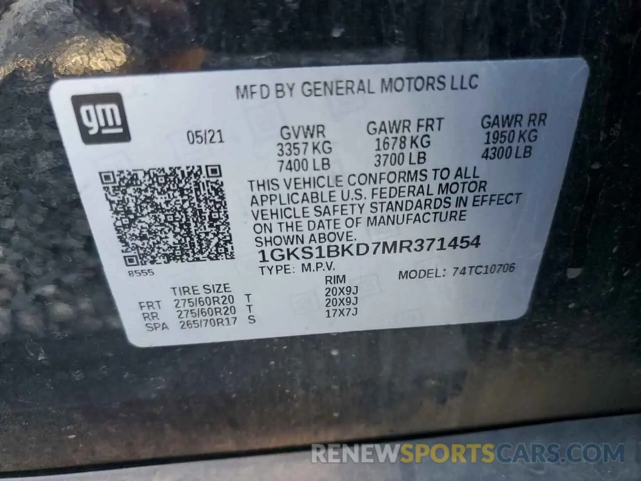15 Фотография поврежденного автомобиля 1GKS1BKD7MR371454 GMC YUKON 2021