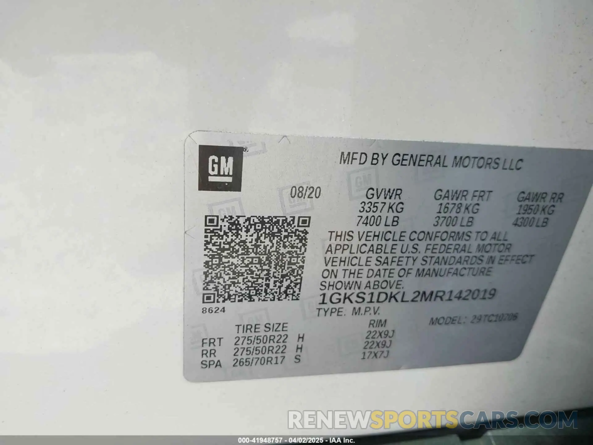 9 Фотография поврежденного автомобиля 1GKS1DKL2MR142019 GMC YUKON 2021