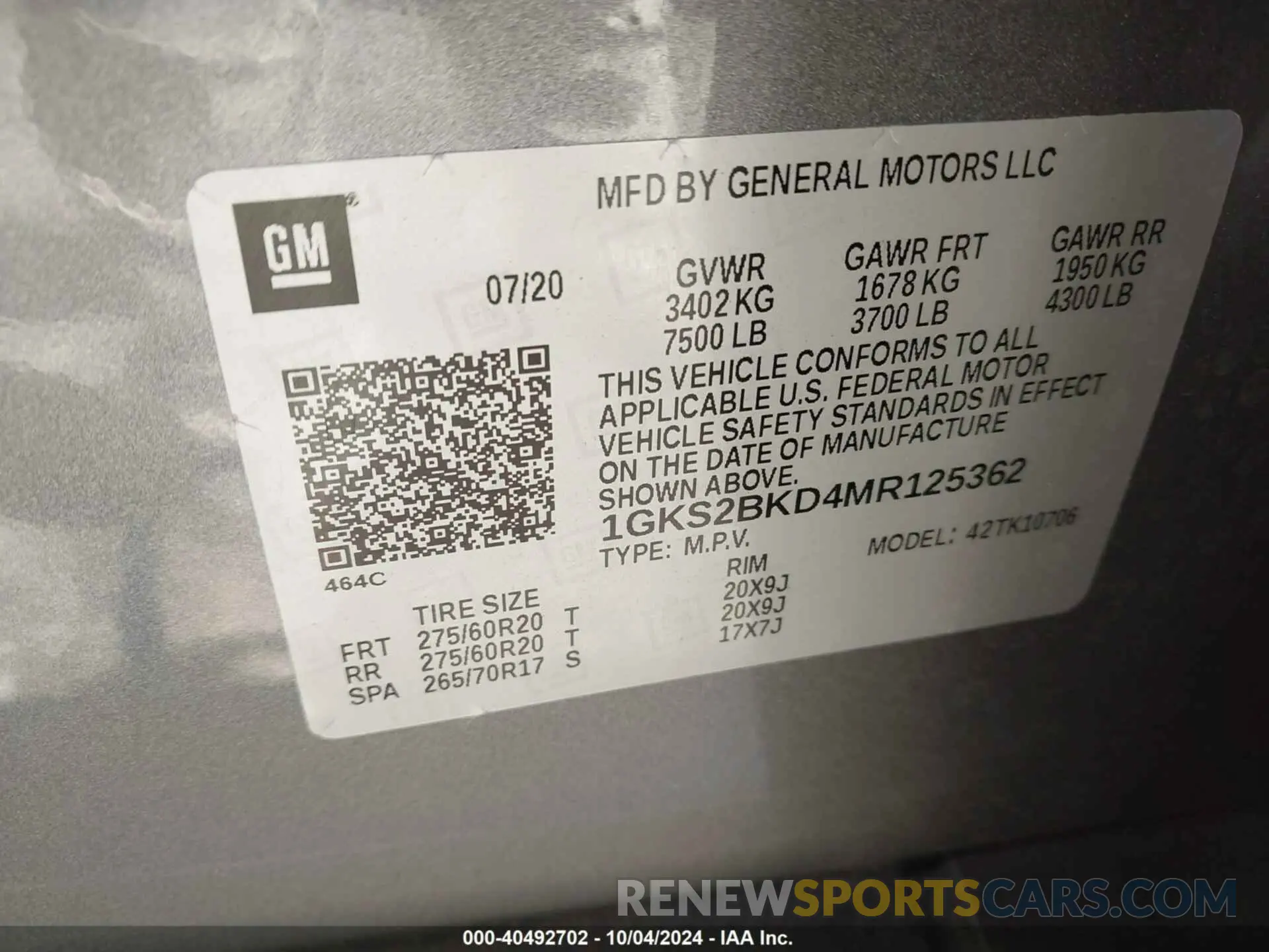 9 Фотография поврежденного автомобиля 1GKS2BKD4MR125362 GMC YUKON 2021