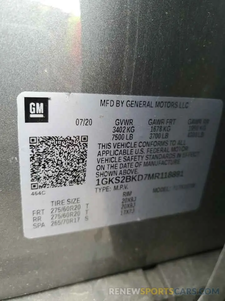 13 Фотография поврежденного автомобиля 1GKS2BKD7MR118891 GMC YUKON 2021