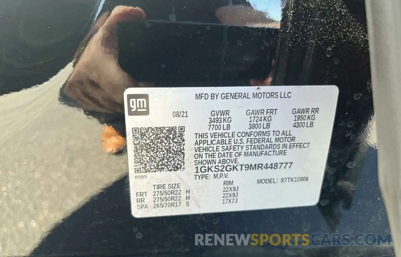 10 Фотография поврежденного автомобиля 1GKS2GKT9MR448777 GMC YUKON 2021
