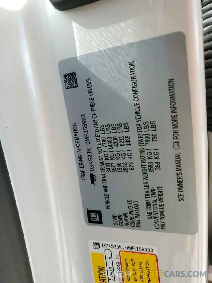 15 Фотография поврежденного автомобиля 1GKS2JKL0MR156903 GMC YUKON 2021