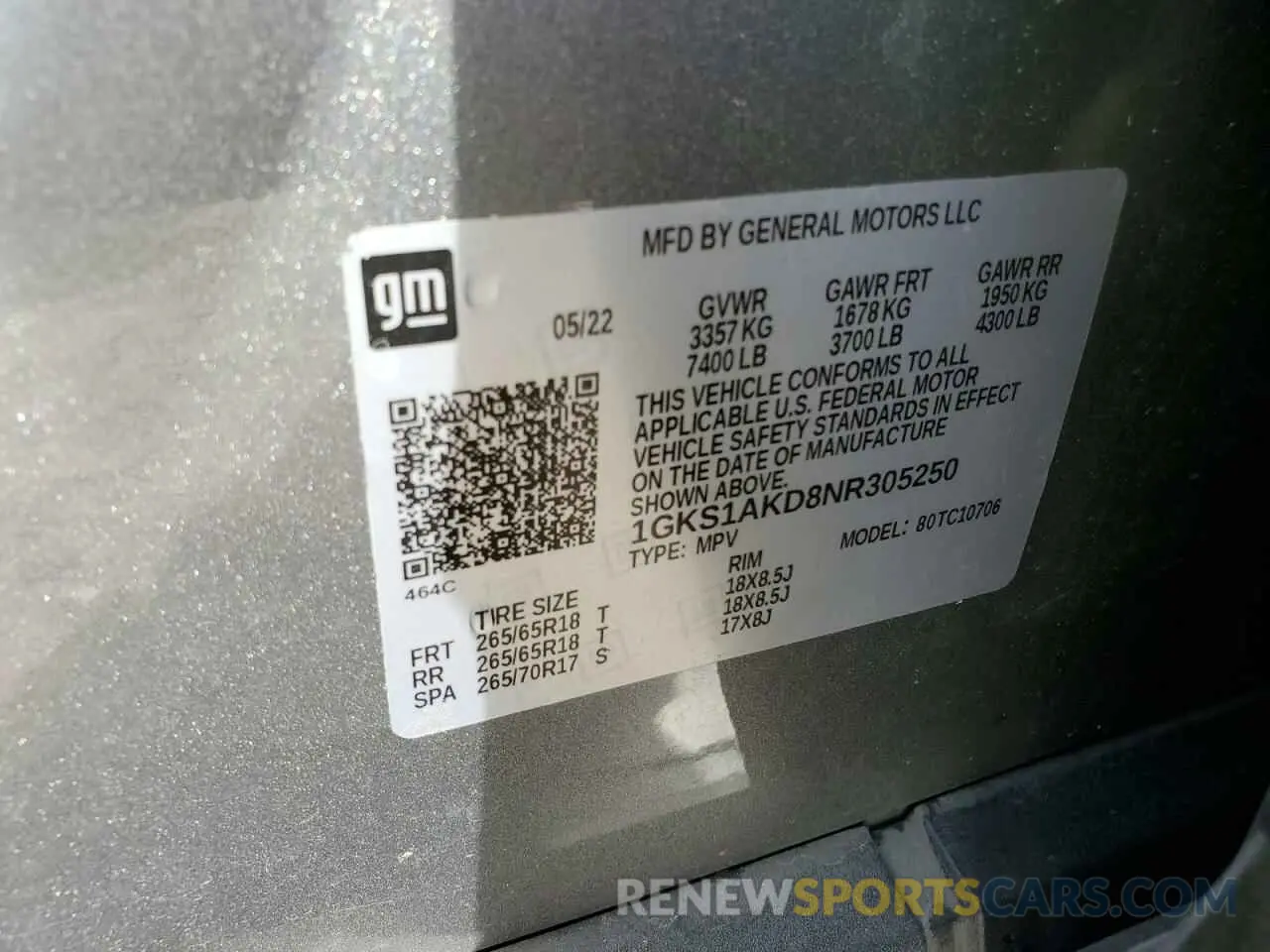 14 Фотография поврежденного автомобиля 1GKS1AKD8NR305250 GMC YUKON 2022