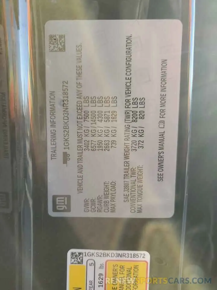 13 Фотография поврежденного автомобиля 1GKS2BKD3NR318572 GMC YUKON 2022
