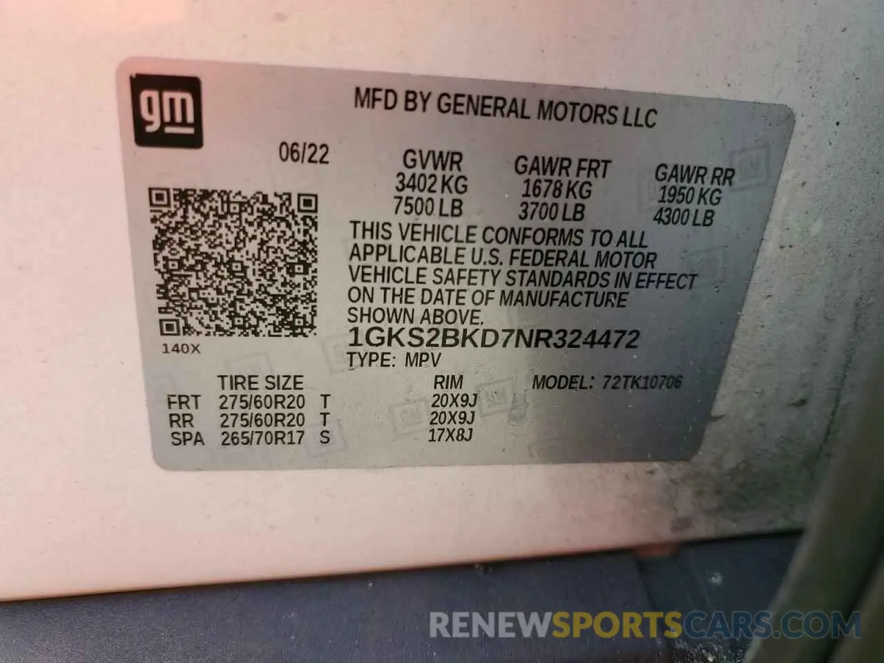 13 Фотография поврежденного автомобиля 1GKS2BKD7NR324472 GMC YUKON 2022