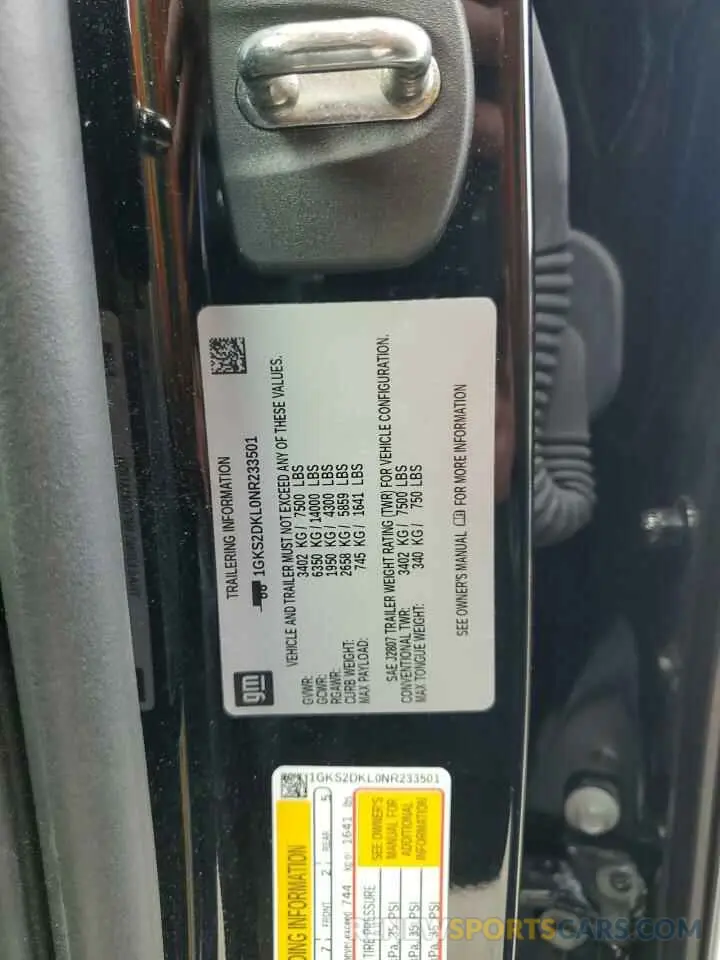 14 Фотография поврежденного автомобиля 1GKS2DKL0NR233501 GMC YUKON 2022