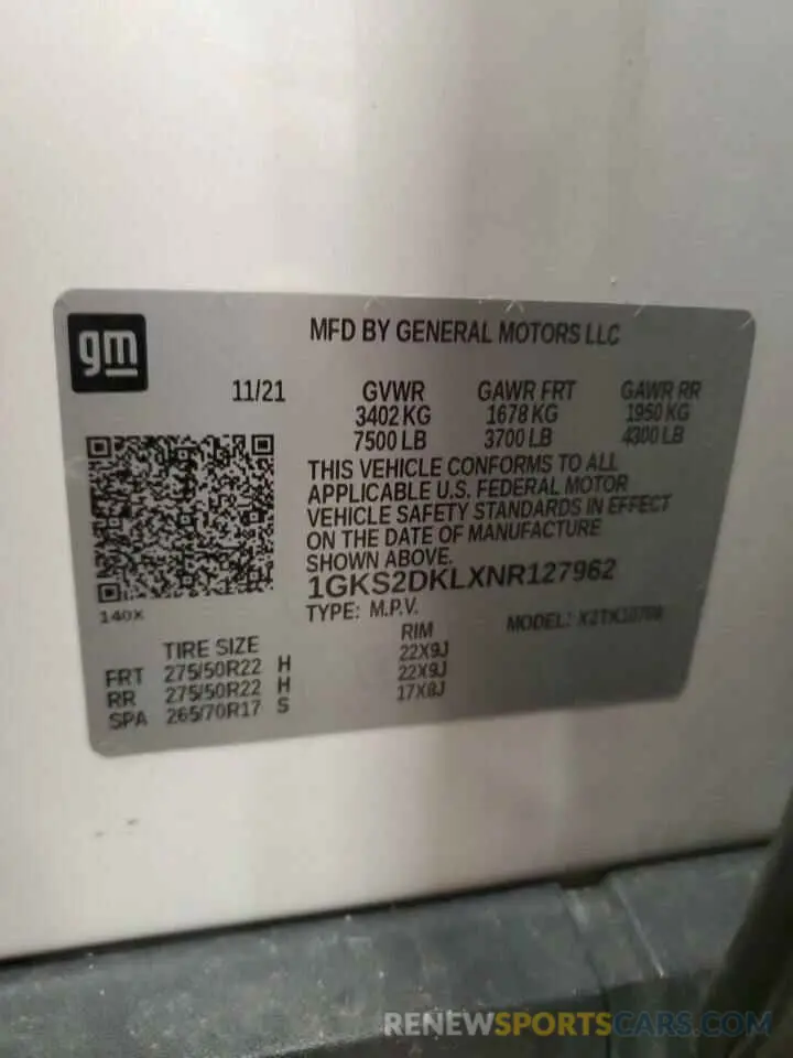14 Фотография поврежденного автомобиля 1GKS2DKLXNR127962 GMC YUKON 2022