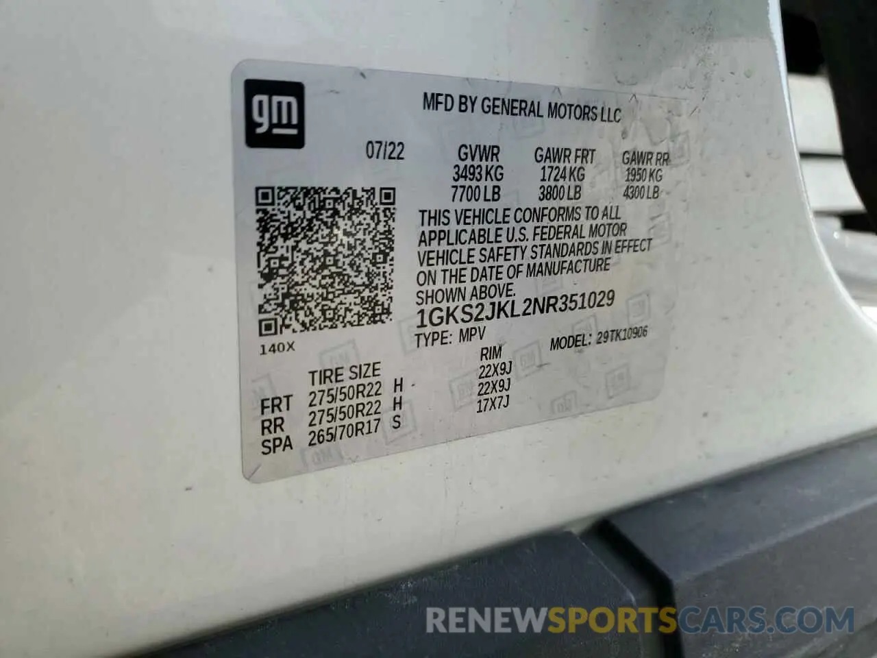 14 Фотография поврежденного автомобиля 1GKS2JKL2NR351029 GMC YUKON 2022