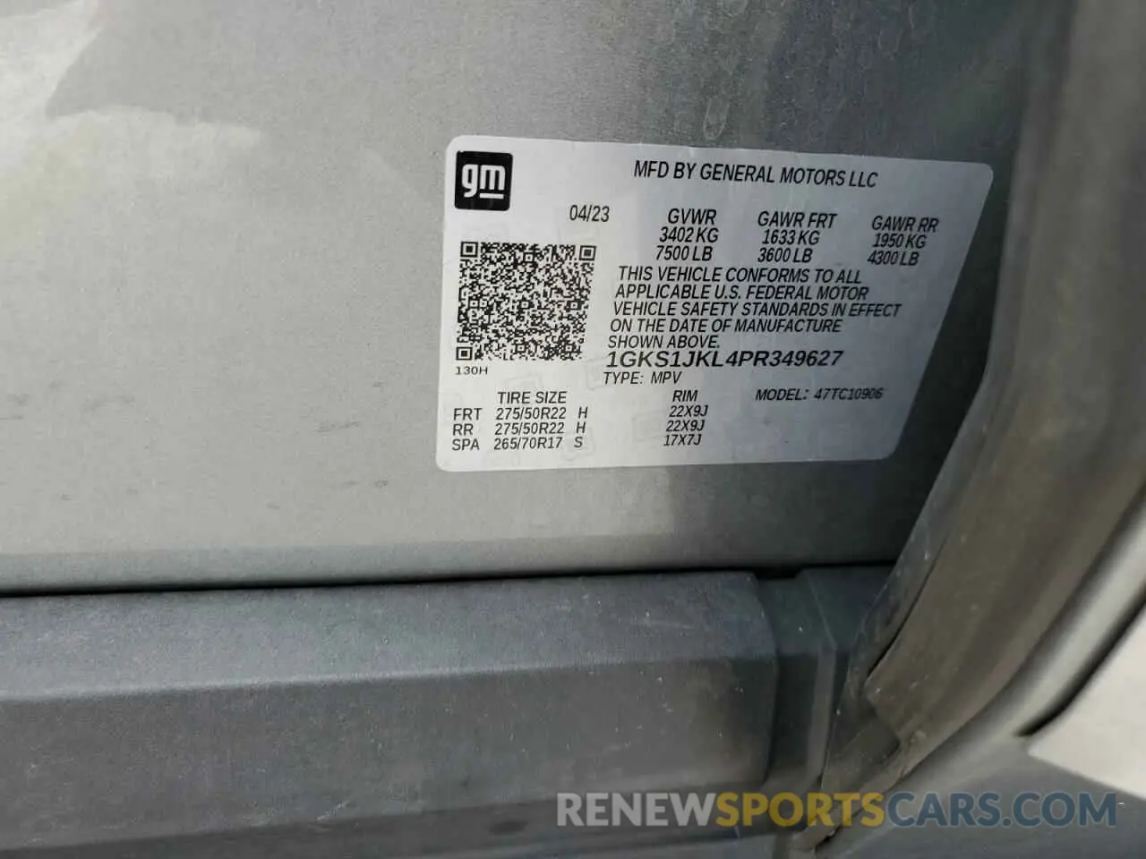 13 Фотография поврежденного автомобиля 1GKS1JKL4PR349627 GMC YUKON 2023