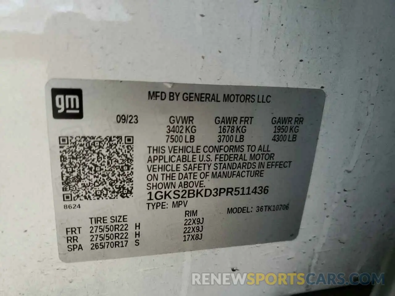 15 Фотография поврежденного автомобиля 1GKS2BKD3PR511436 GMC YUKON 2023