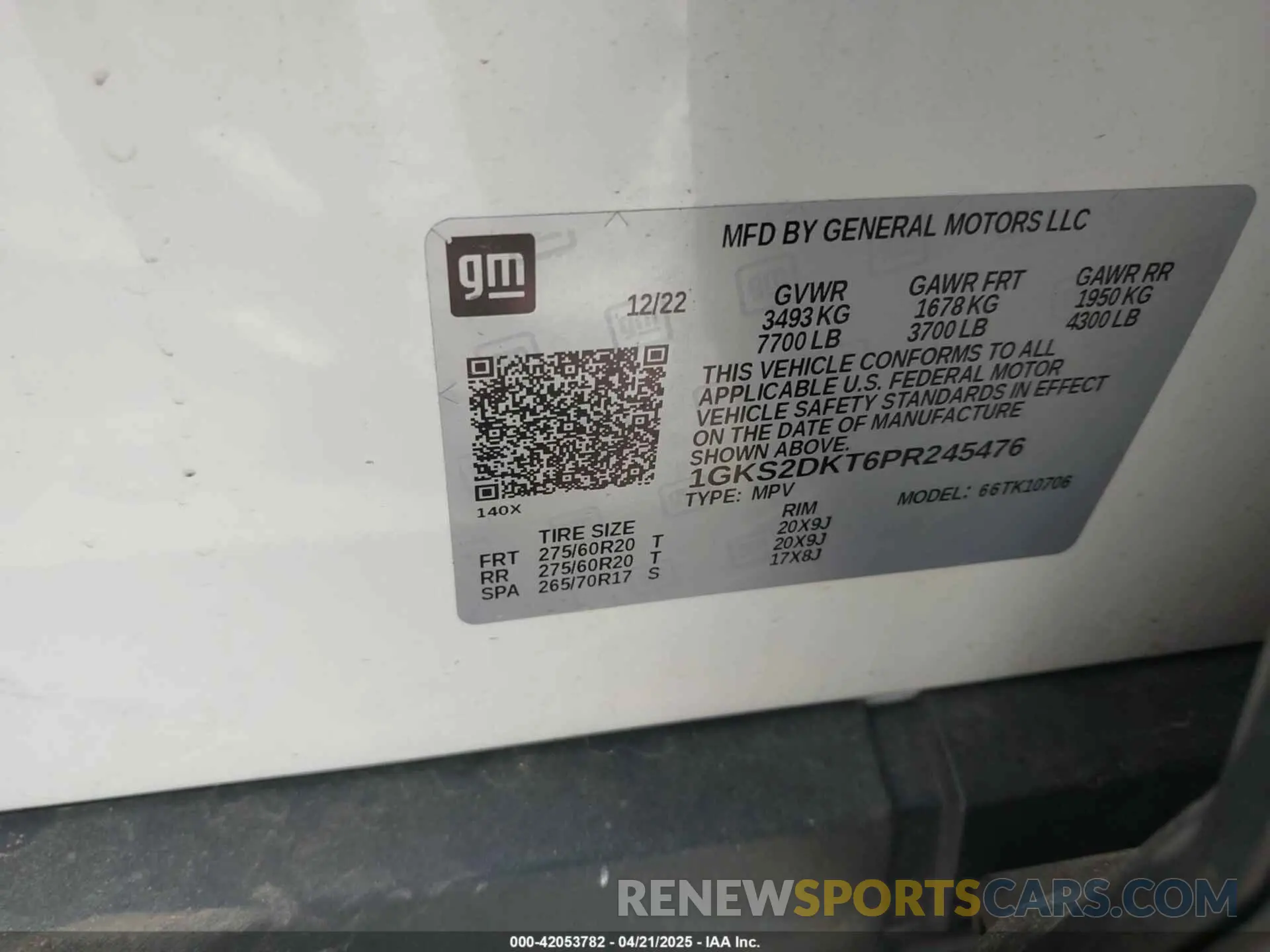 9 Photograph of a damaged car 1GKS2DKT6PR245476 GMC YUKON 2023