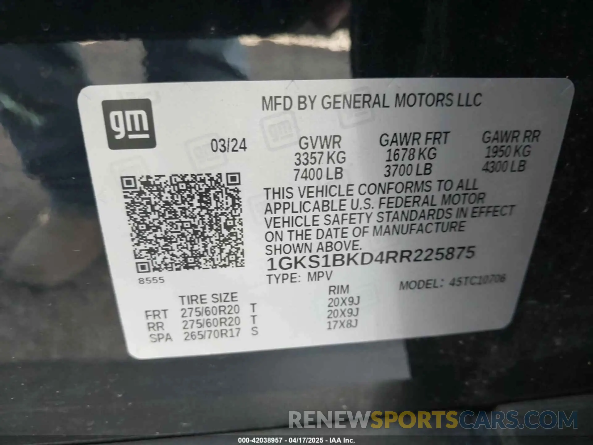 9 Фотография поврежденного автомобиля 1GKS1BKD4RR225875 GMC YUKON 2024