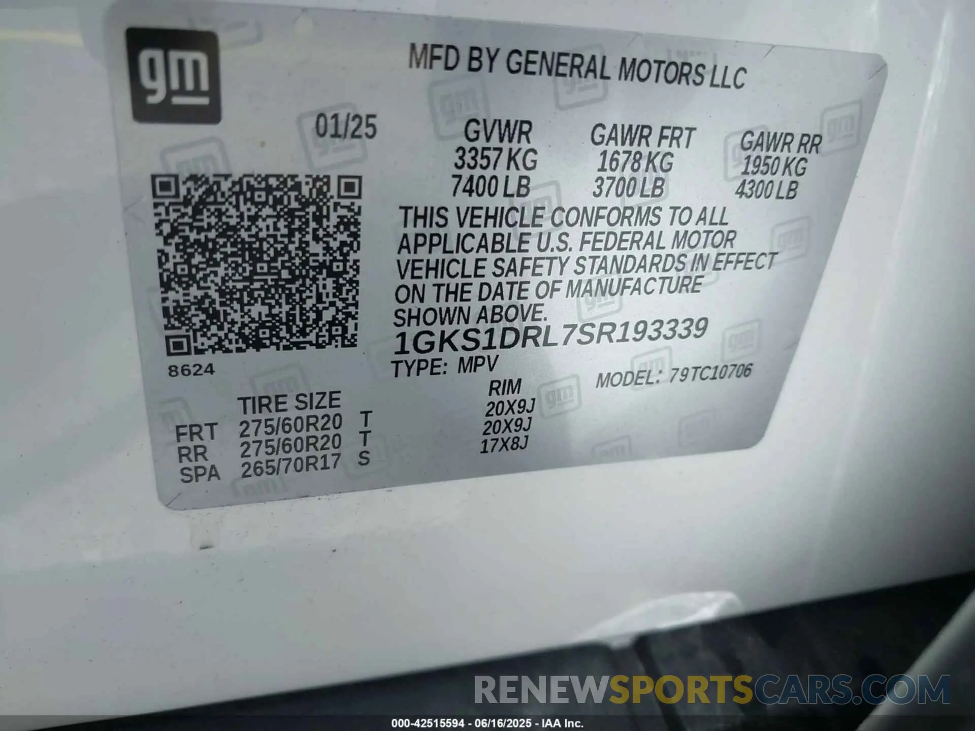 9 Фотография поврежденного автомобиля 1GKS1DRL7SR193339 GMC YUKON 2025