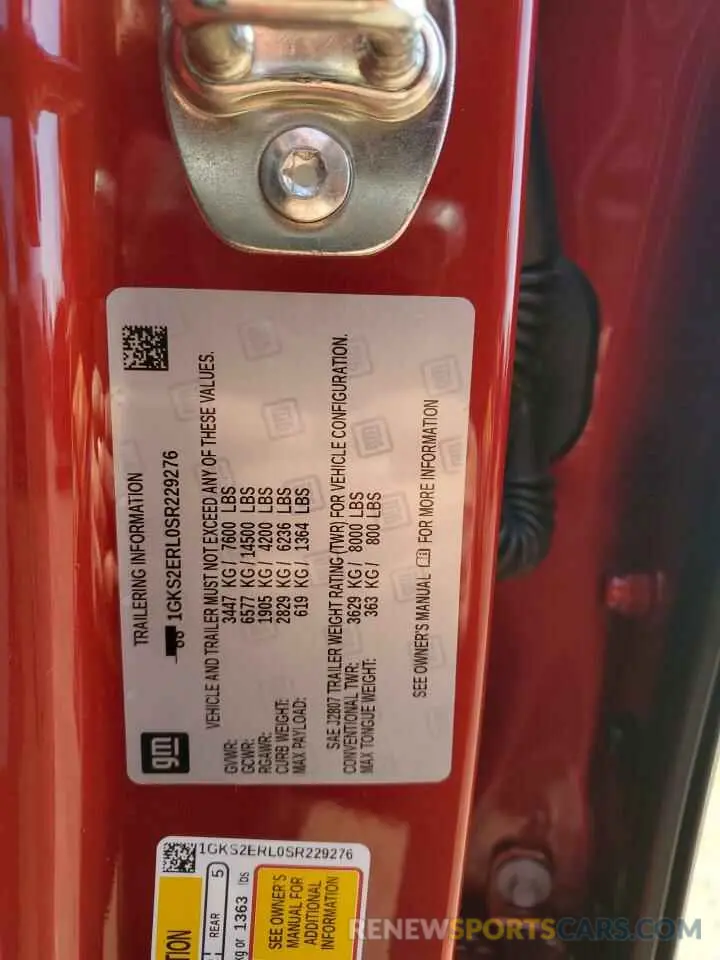 12 Фотография поврежденного автомобиля 1GKS2ERL0SR229276 GMC YUKON 2025