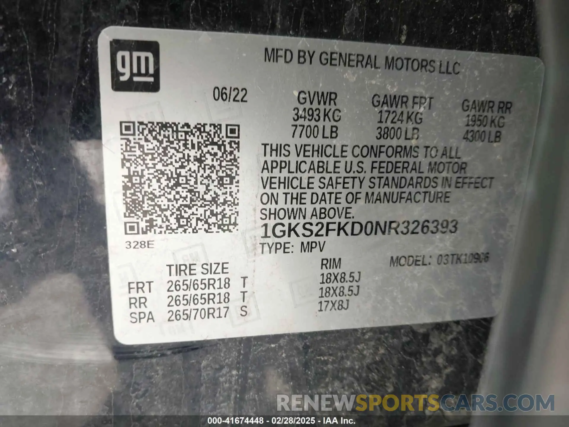 9 Фотография поврежденного автомобиля 1GKS2FKD0NR326393 GMC YUKON XL 2022