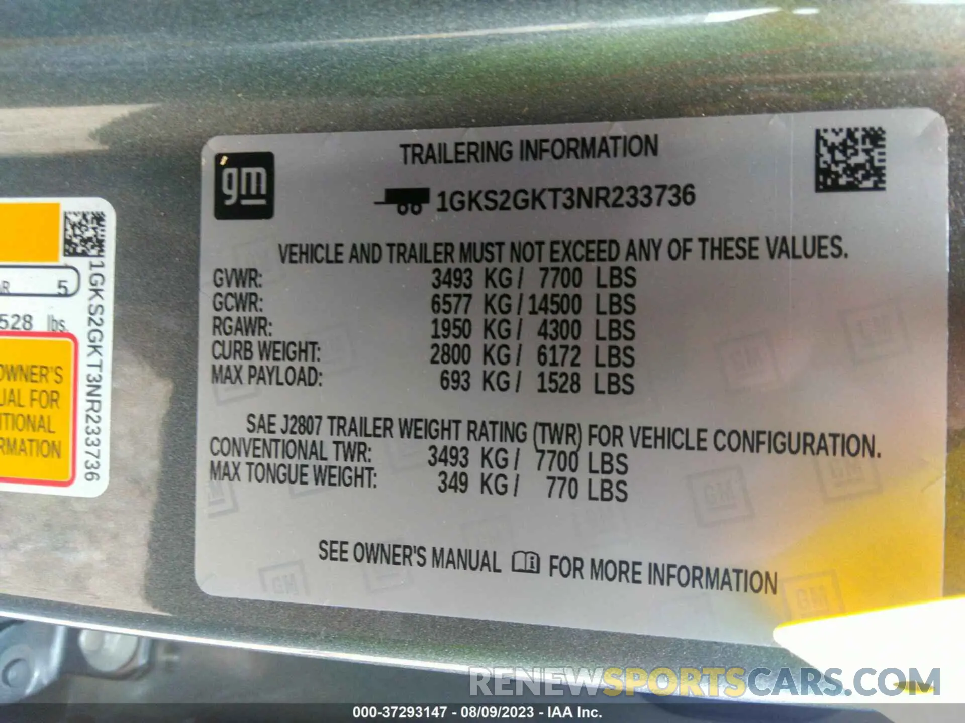 9 Фотография поврежденного автомобиля 1GKS2GKT3NR233736 GMC YUKON XL 2022