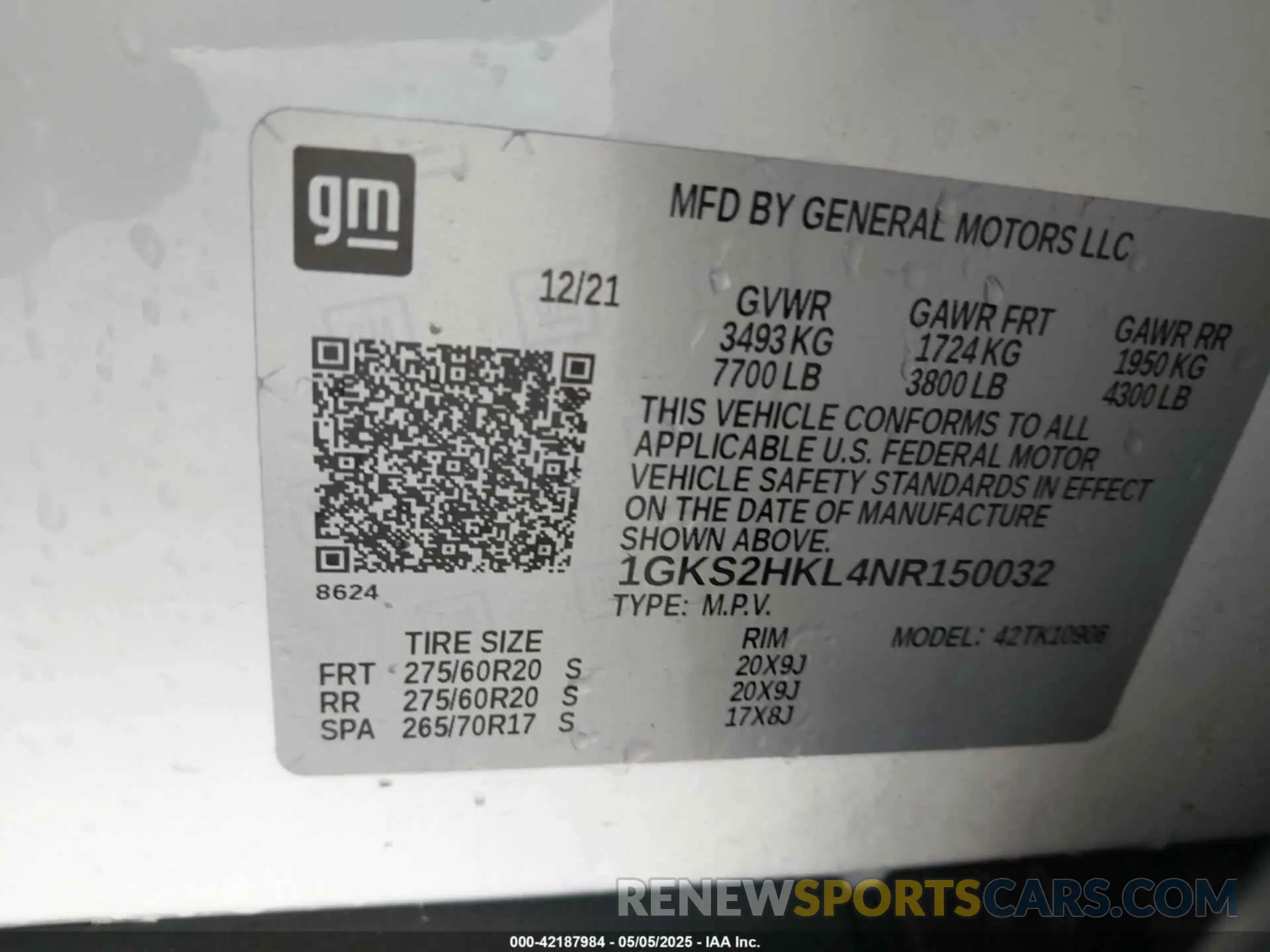 9 Фотография поврежденного автомобиля 1GKS2HKL4NR150032 GMC YUKON XL 2022