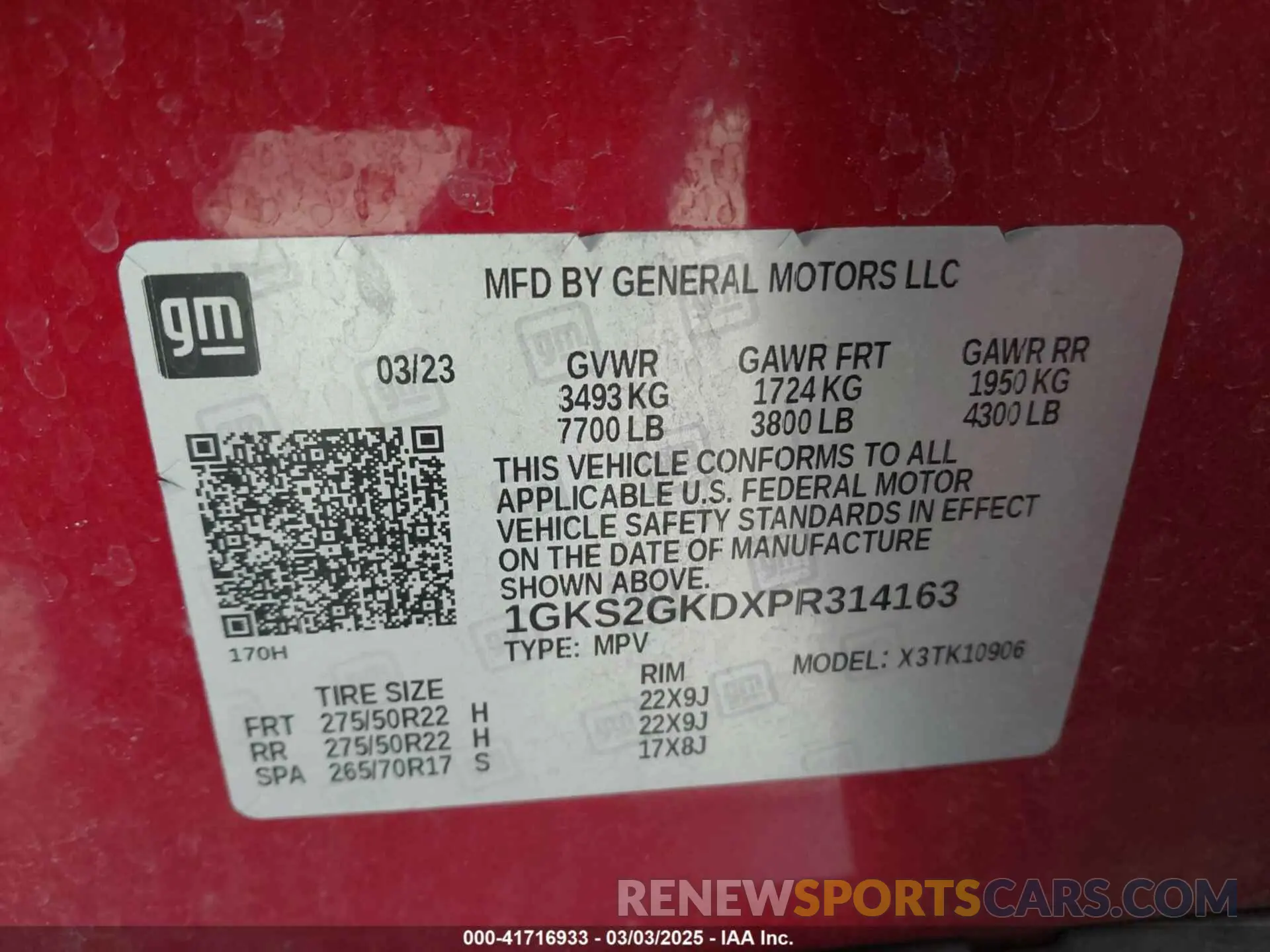 9 Фотография поврежденного автомобиля 1GKS2GKDXPR314163 GMC YUKON XL 2023