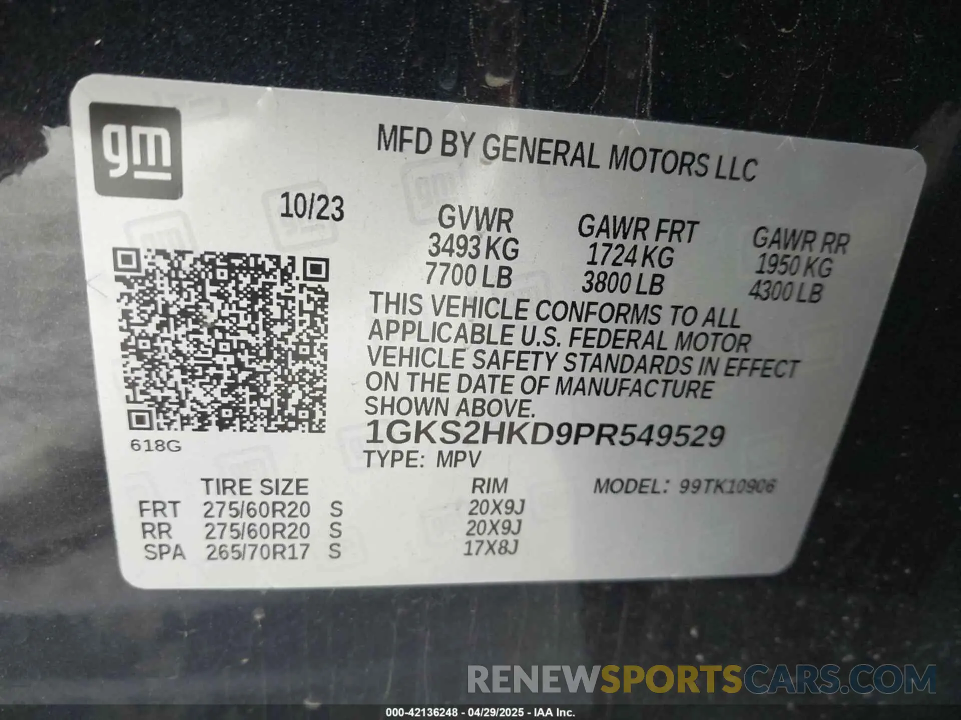 9 Photograph of a damaged car 1GKS2HKD9PR549529 GMC YUKON XL 2023