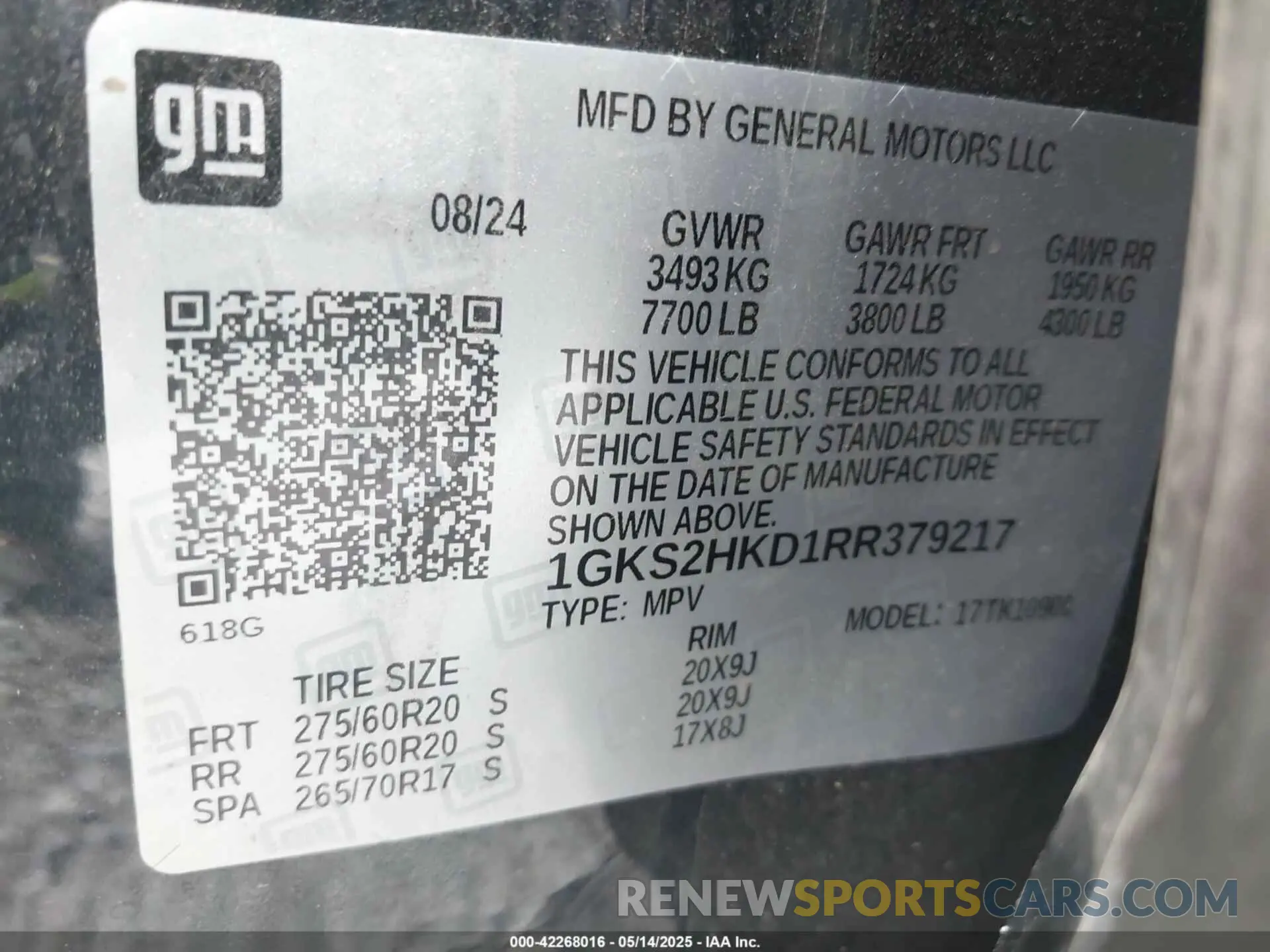 9 Фотография поврежденного автомобиля 1GKS2HKD1RR379217 GMC YUKON XL 2024