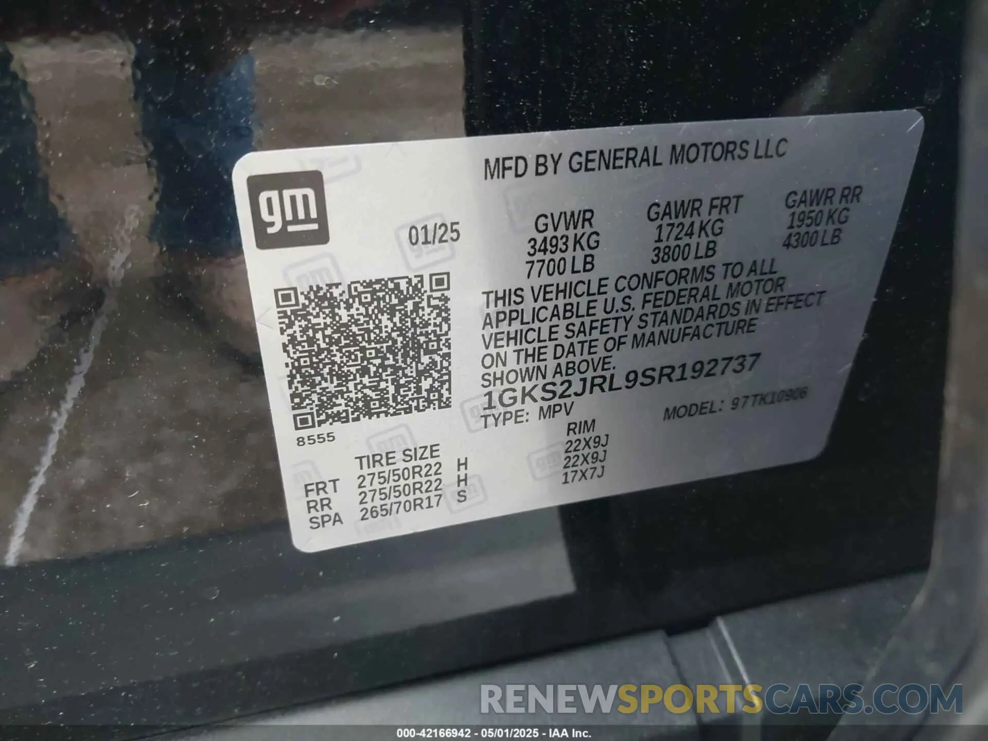9 Фотография поврежденного автомобиля 1GKS2JRL9SR192737 GMC YUKON XL 2025